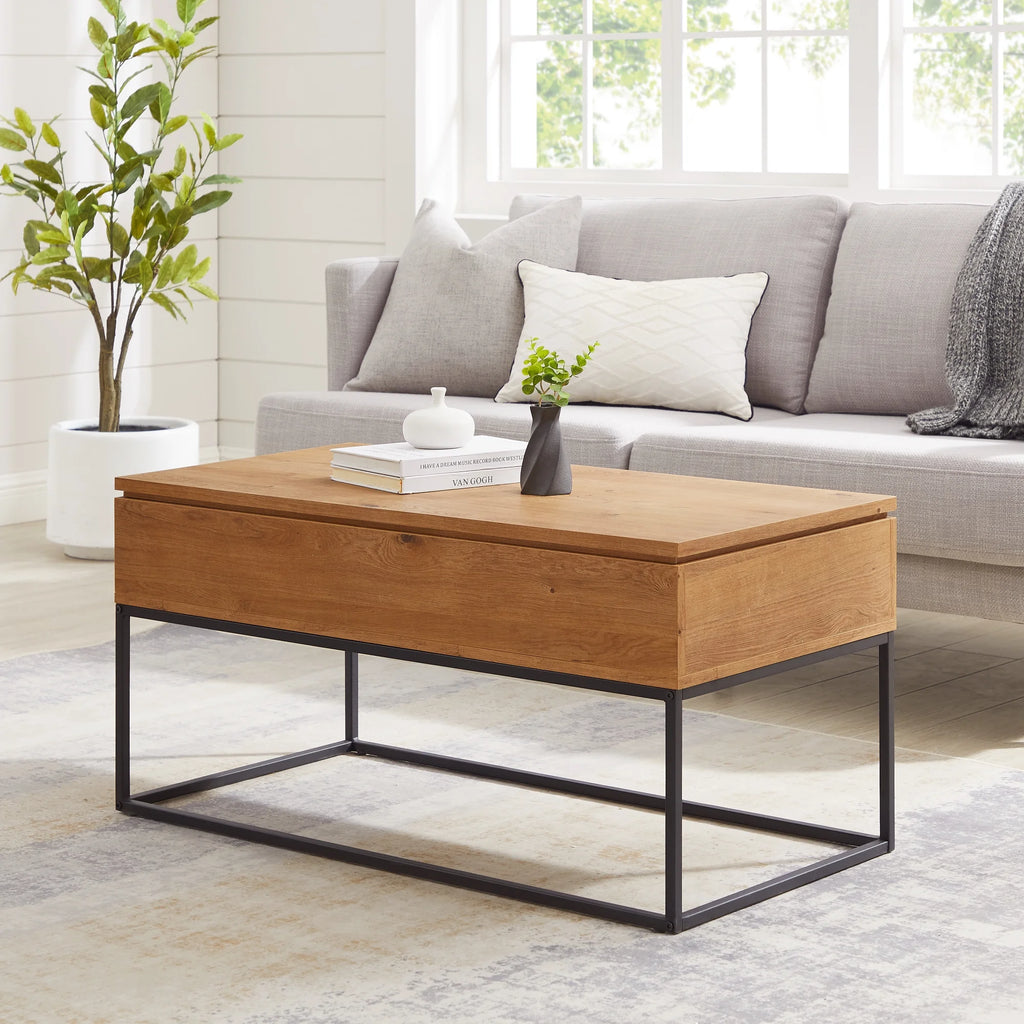 Modern Wood and Metal Lift-Top Coffee Table E406