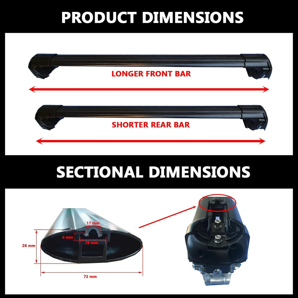 Roof Rack Crossbars for Raised Side Rails Silver O292817