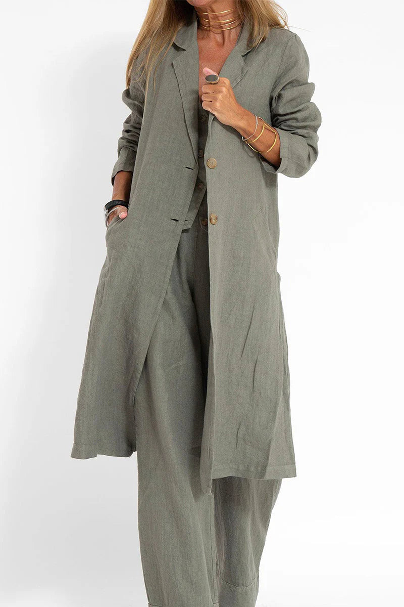 Solid Turn-back Collar Outerwear S366