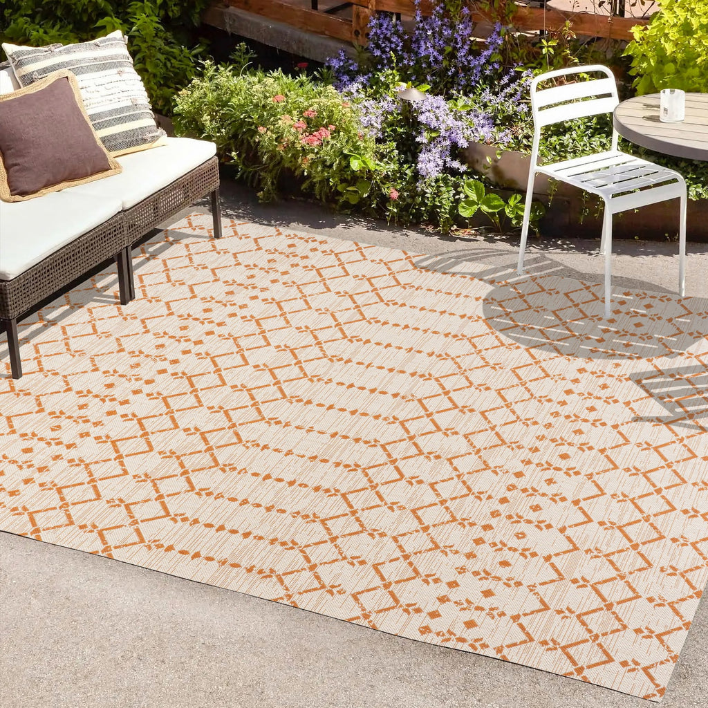 Cream Orange 4 ft. x 6 ft. Indoor Outdoor Area Rug F350398