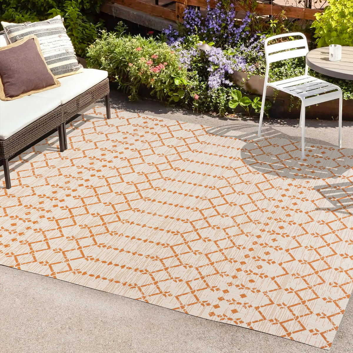 Cream Orange 4 ft. x 6 ft. Indoor Outdoor Area Rug F350398