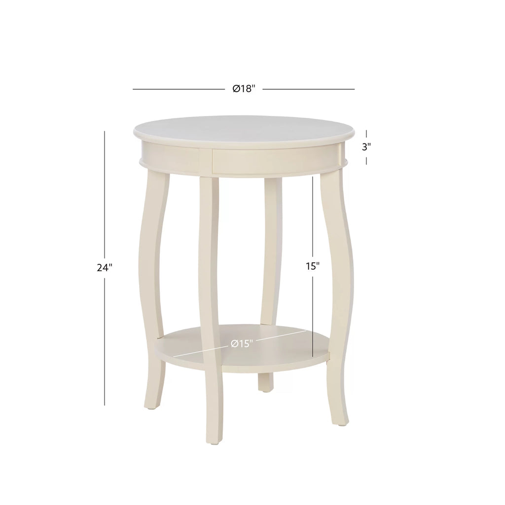 White Round Side Table with Shelf D285