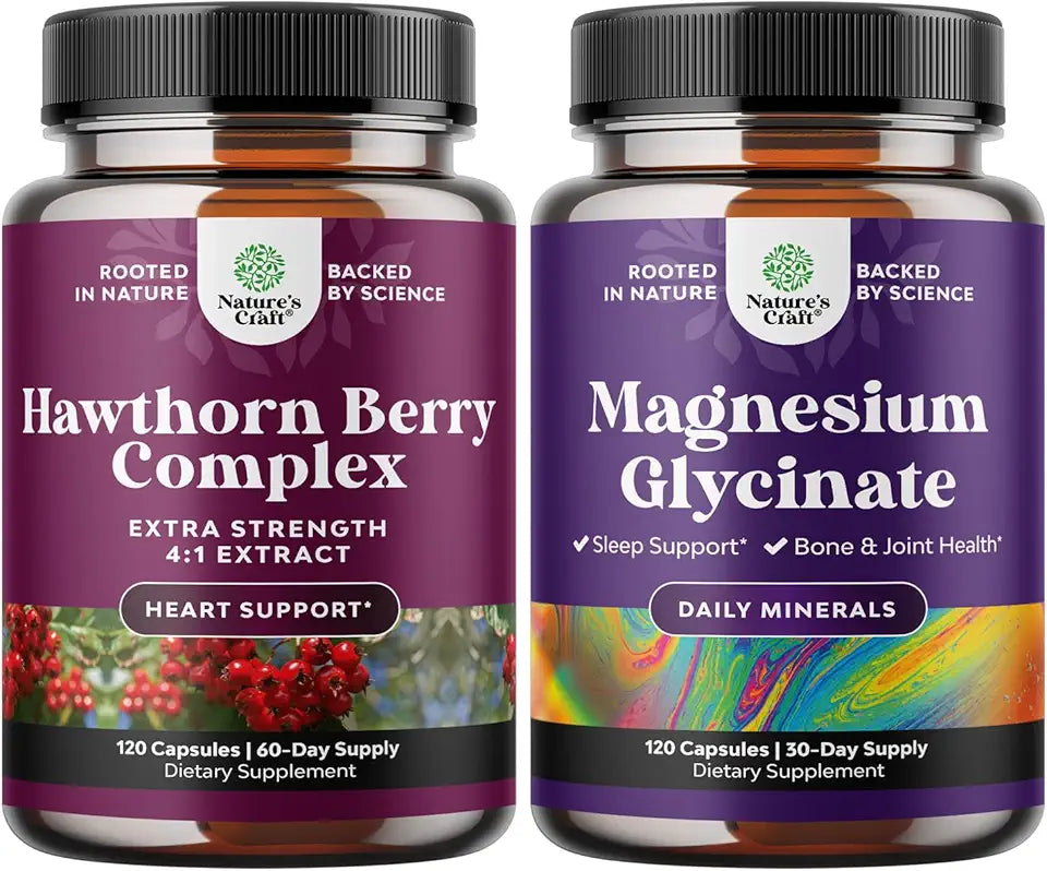Extra Strength Hawthorn Berry Capsules and Magnesium Glycinate 400mg X5860