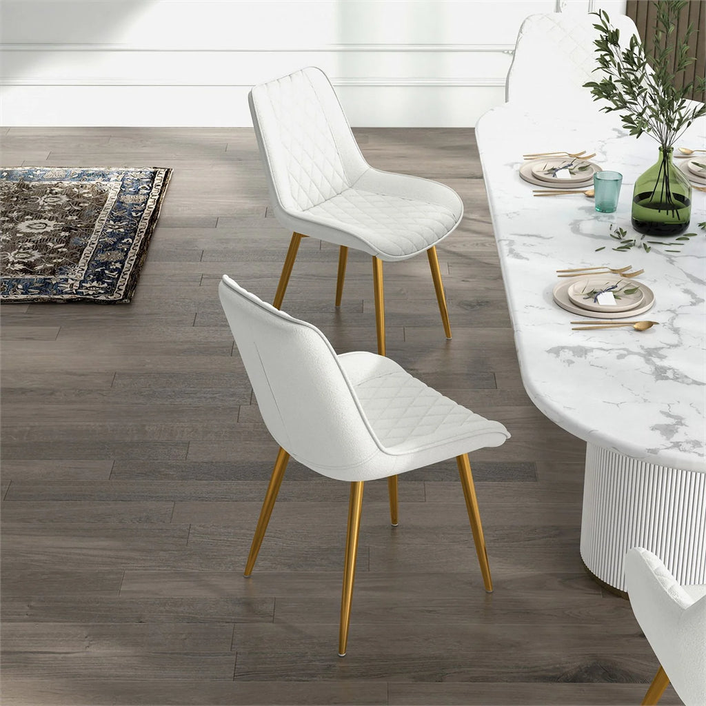 Cream Boucle Fabric Dining Chair Set of 2 K9997