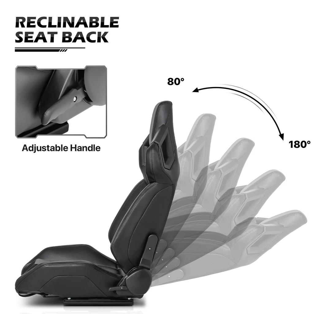 Black Ergonomic Racing Seat with Adjustable Slide J980946