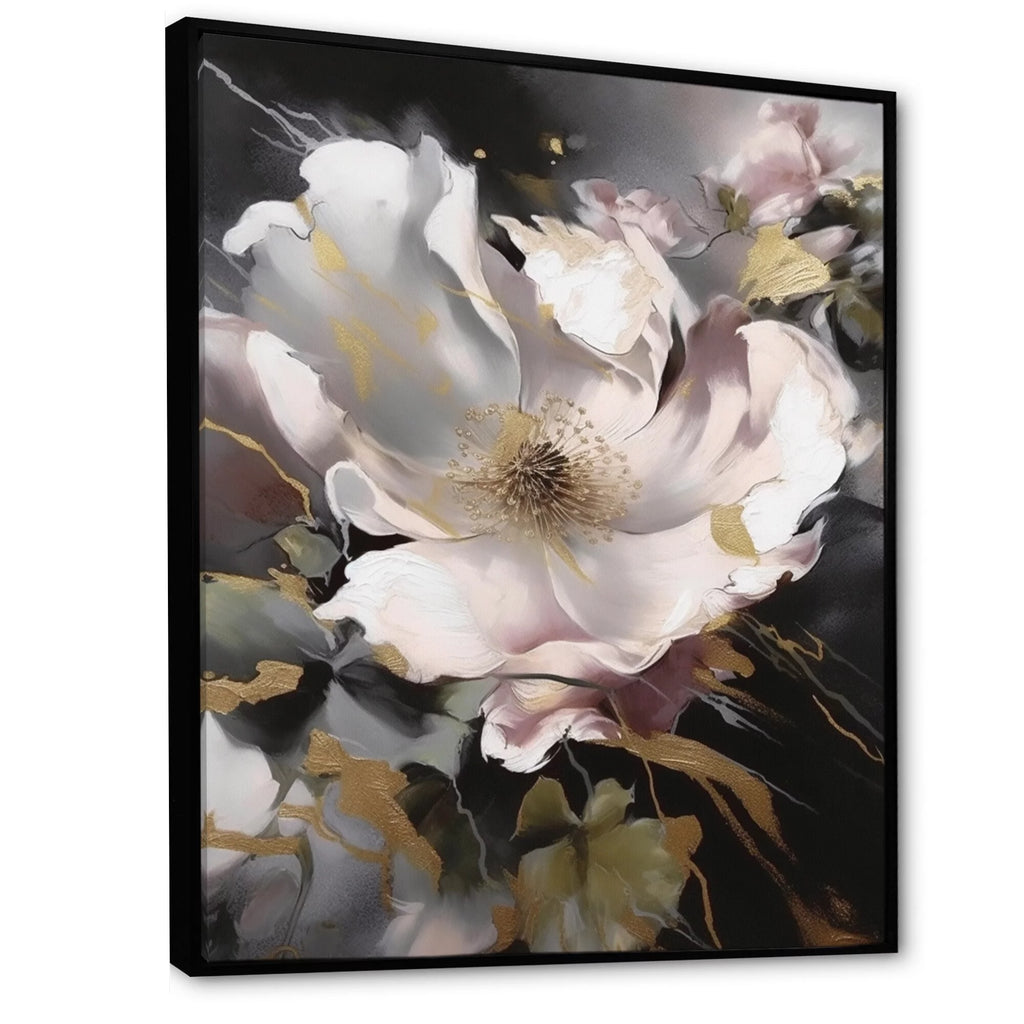 White And Gold Floral Daisy Framed Wall Decor 16 in. wide x 32 in. high D62769