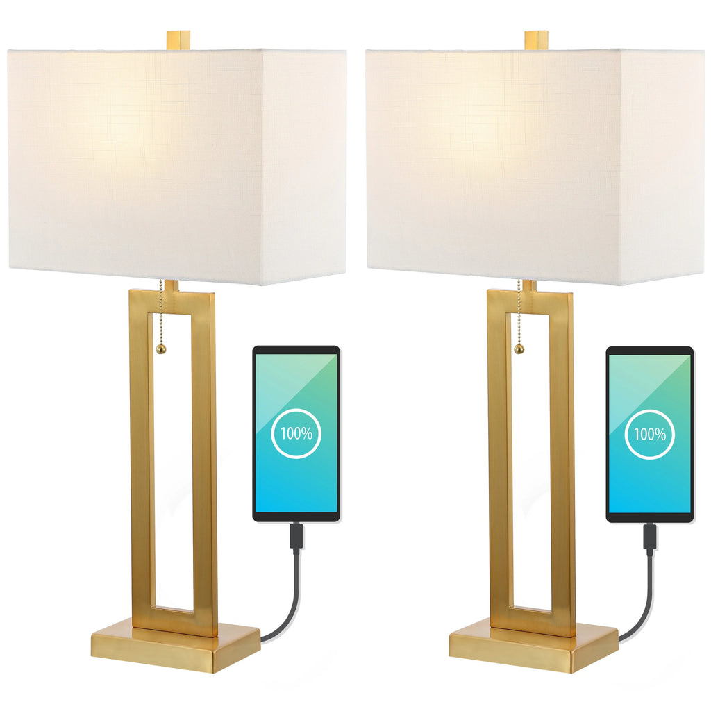 Vintage Industrial LED Table Lamp with USB Charging Port, Set of 2 N5887