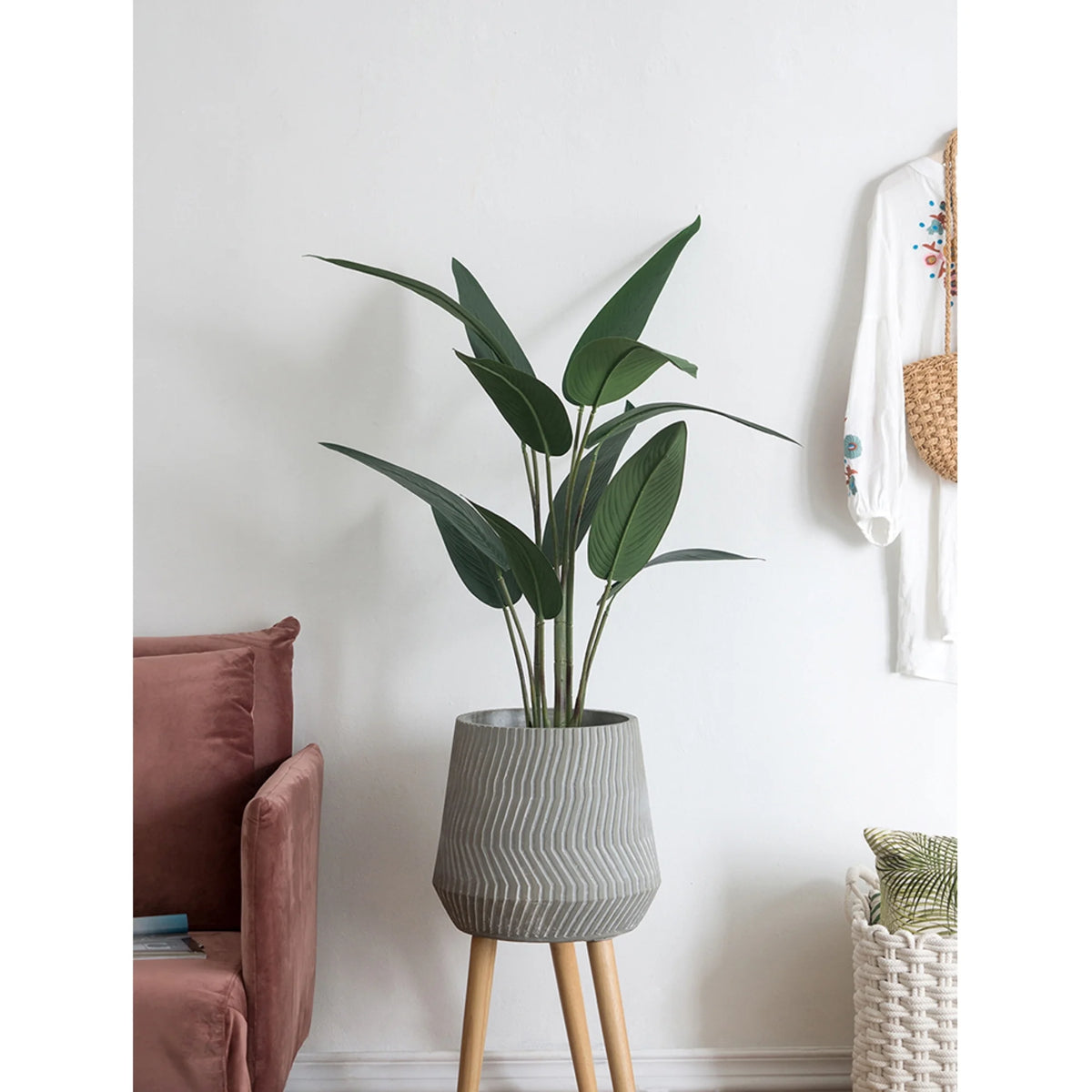 Birds of Paradise Tree in Black Pot 45.25" S197