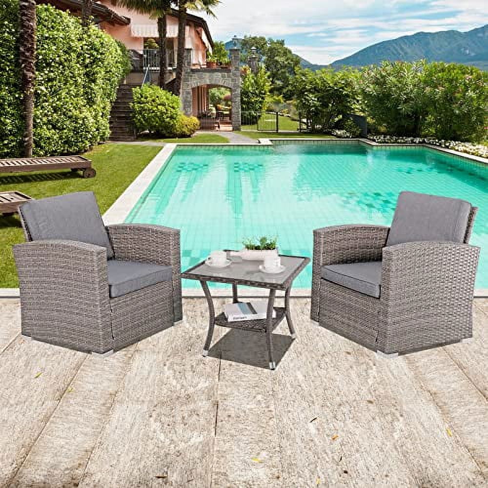 20" Square Wicker Outdoor Side Table with Storage J649210