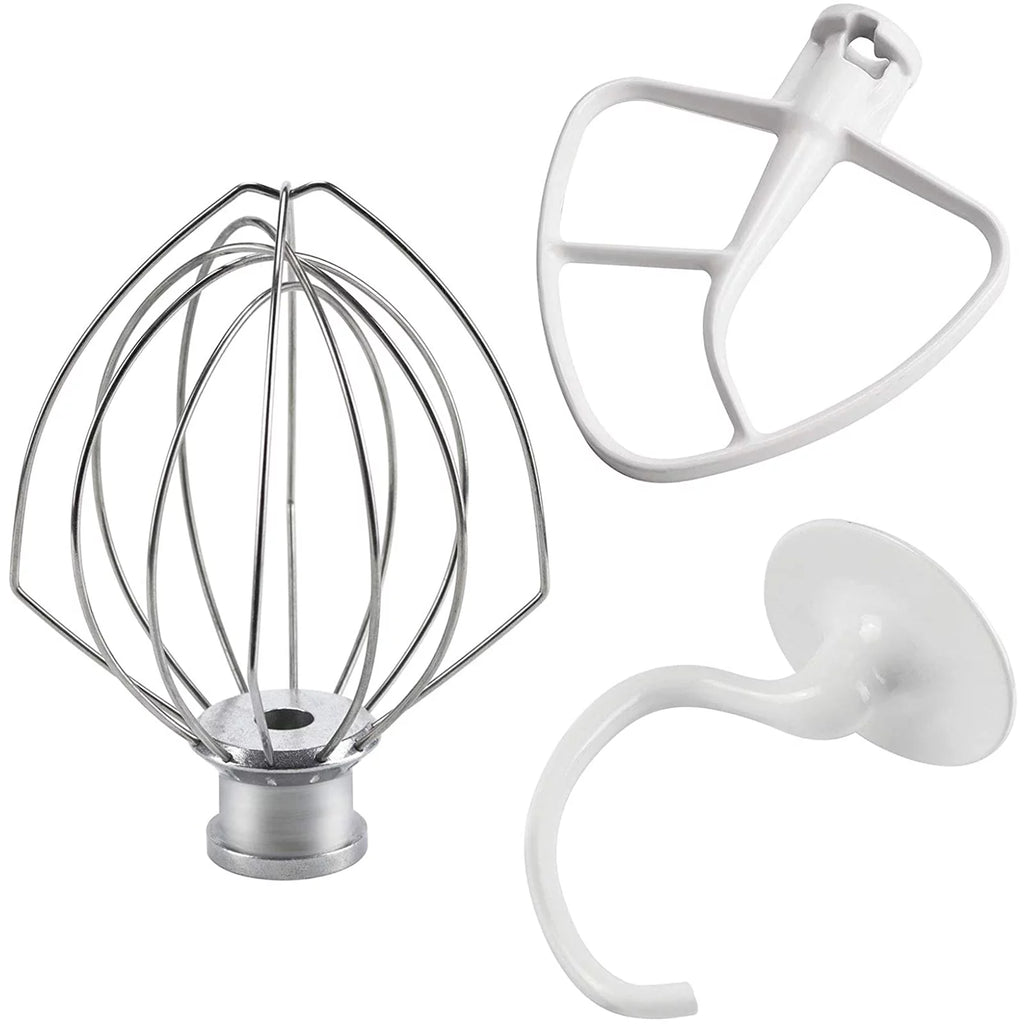 Dough Hook & Wire Whip & Flat Blade Paddle with Scraper for Stand Mixer R607