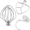 Dough Hook & Wire Whip & Flat Blade Paddle with Scraper for Stand Mixer R607