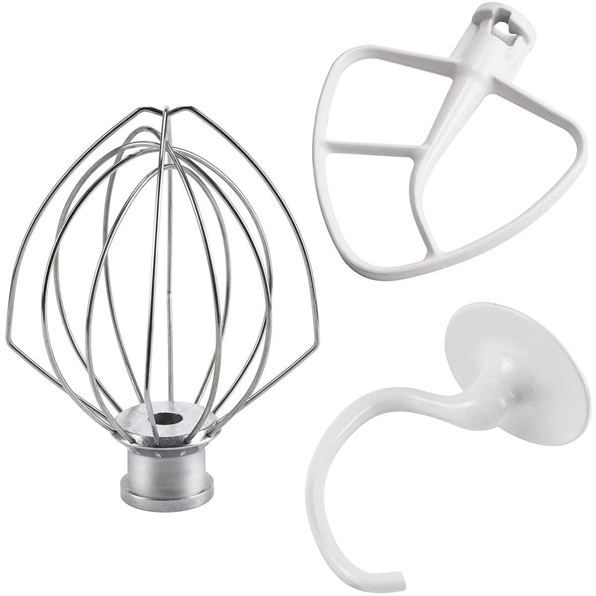 Dough Hook & Wire Whip & Flat Blade Paddle with Scraper for Stand Mixer R607