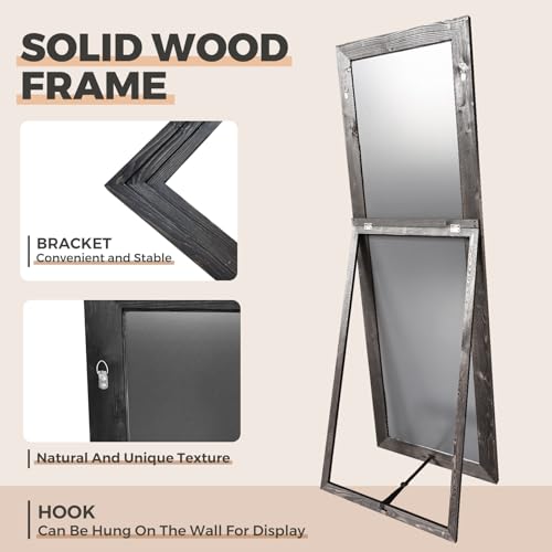 65"x24" Full Length Solid Wood Frame Floor Mirror Brown D297