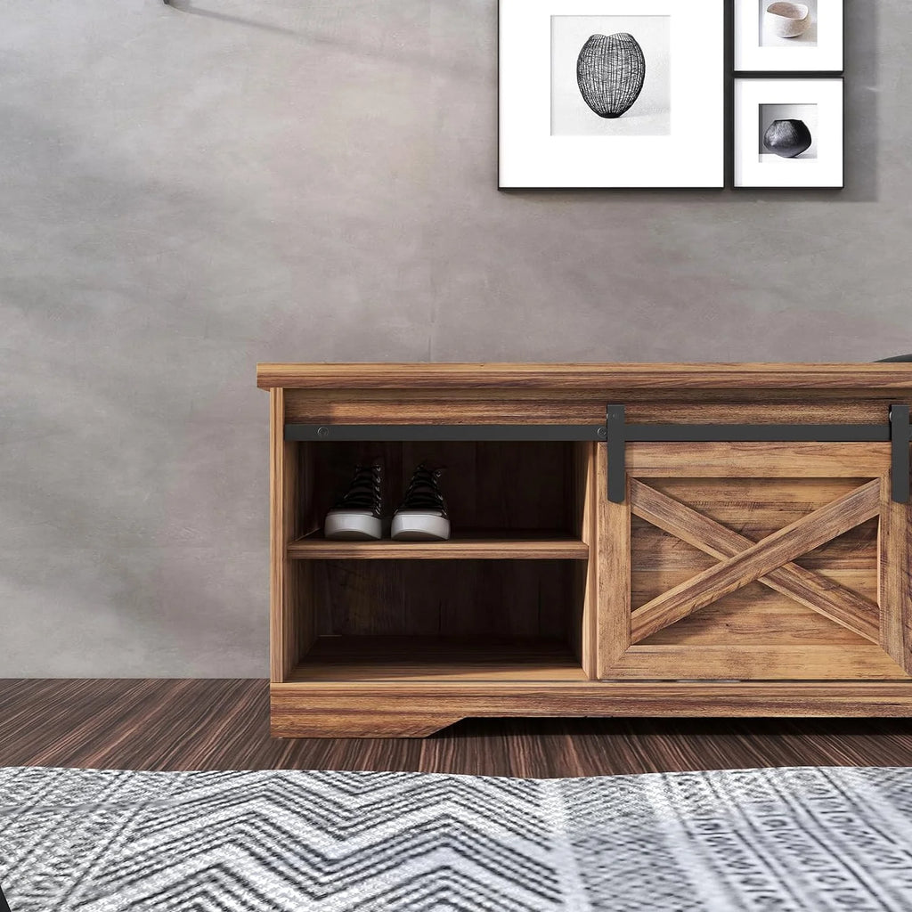 Farmhouse Storage Bench with Cushion 47 inch X13653