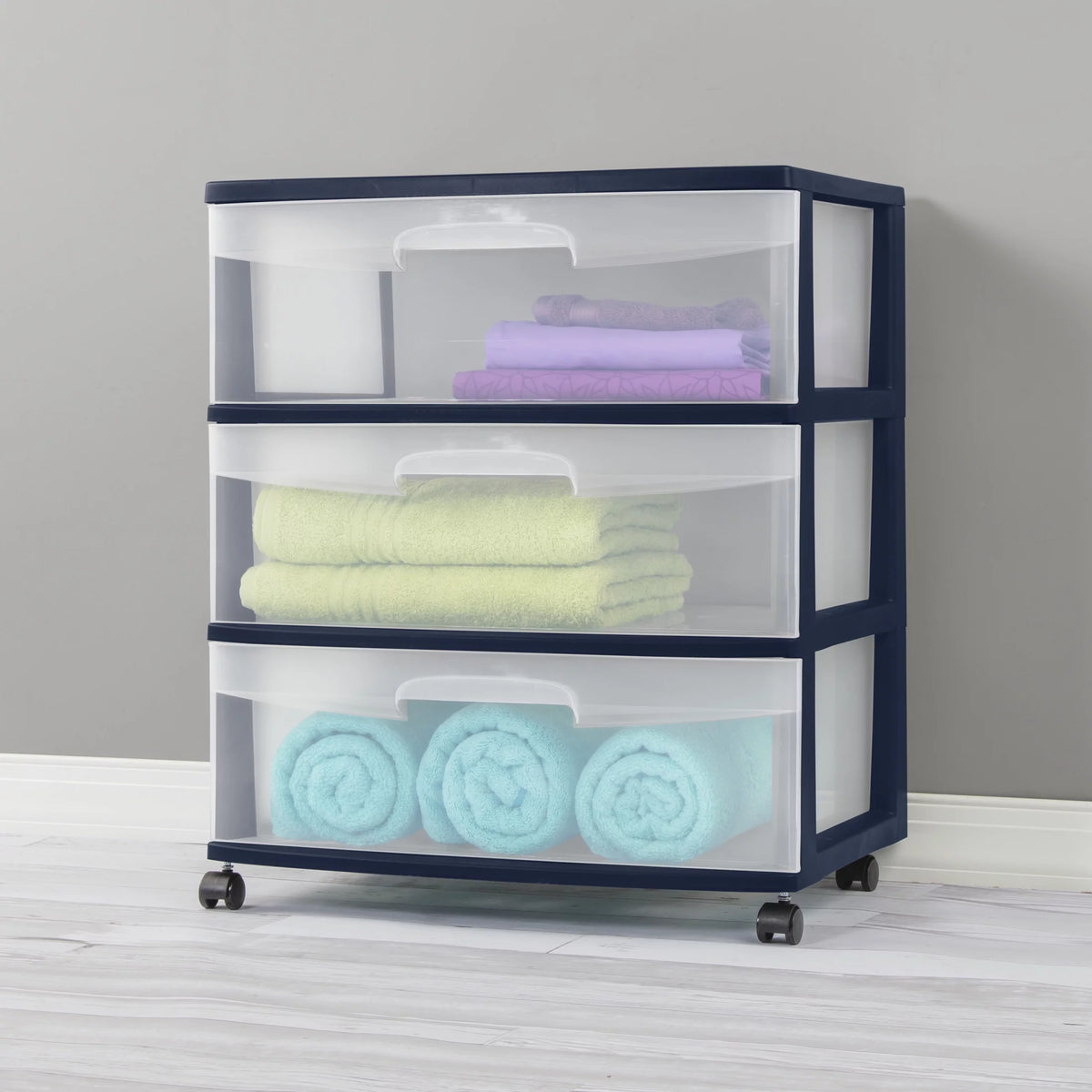 Wide 3 Drawer Plastic Cart V8352