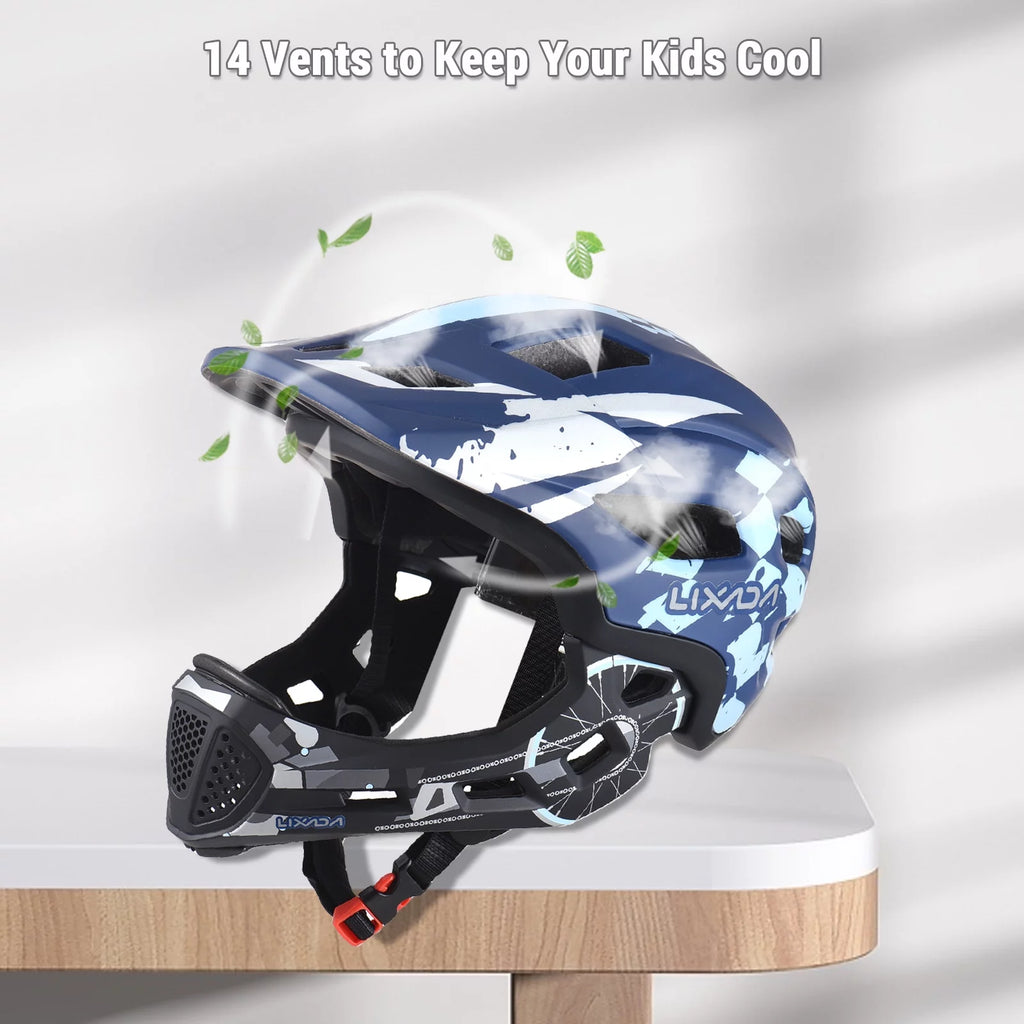 Kids Cycling Helmet Detachable Full Face Adjustable P4914