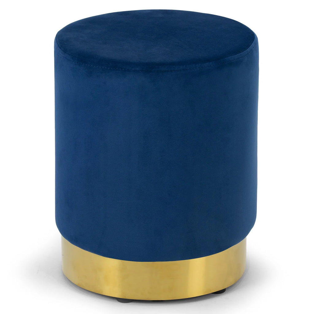 Velvet Round Ottoman with Golden Accent Base D38932