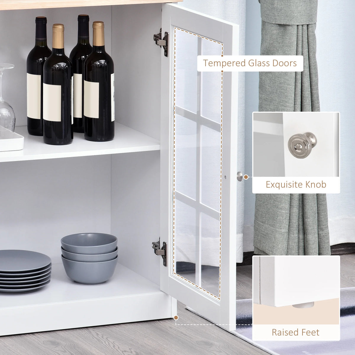 White Kitchen Buffet with Hutch F898