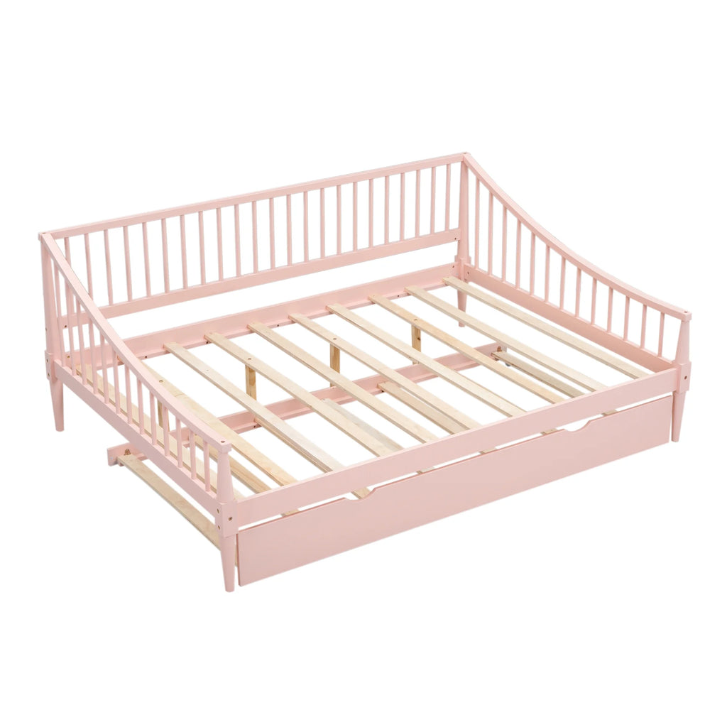 Pink Full Size Wood Daybed with Twin Trundle P680