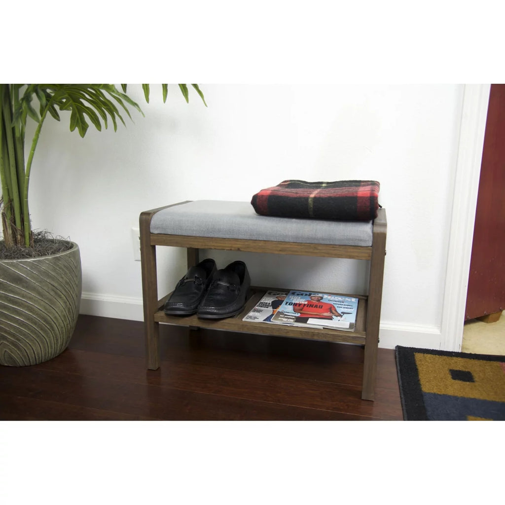 Solid Bamboo Padded Bench Dark Brown X824153
