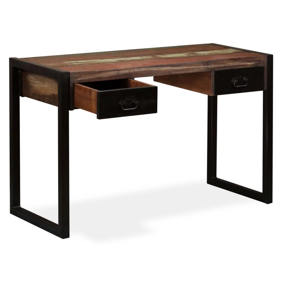 Writing Desk with 2 Storage Drawers Reclaimed Wood Steel Legs W52065