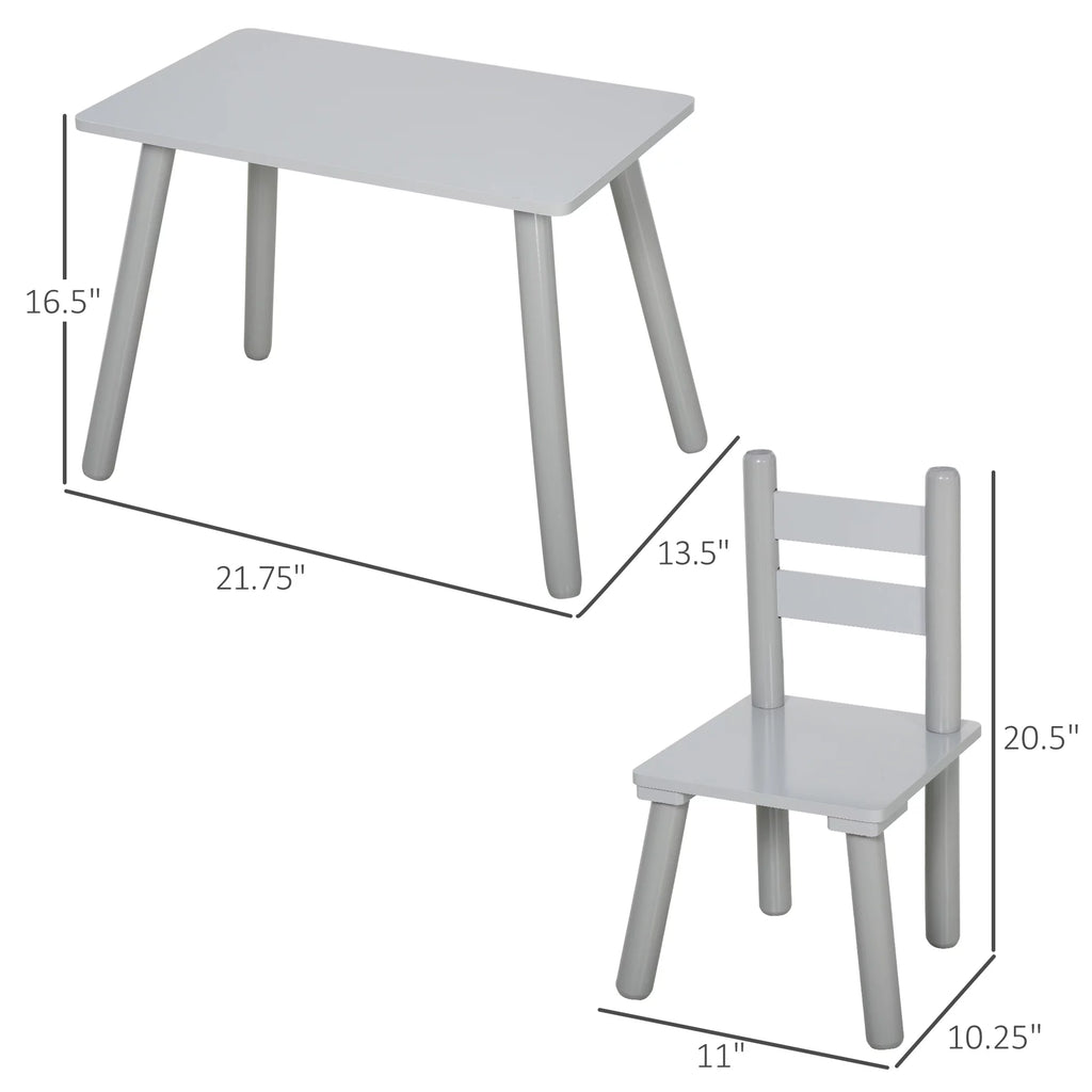 3-Piece Kids Wooden Table Chairs Set G513418