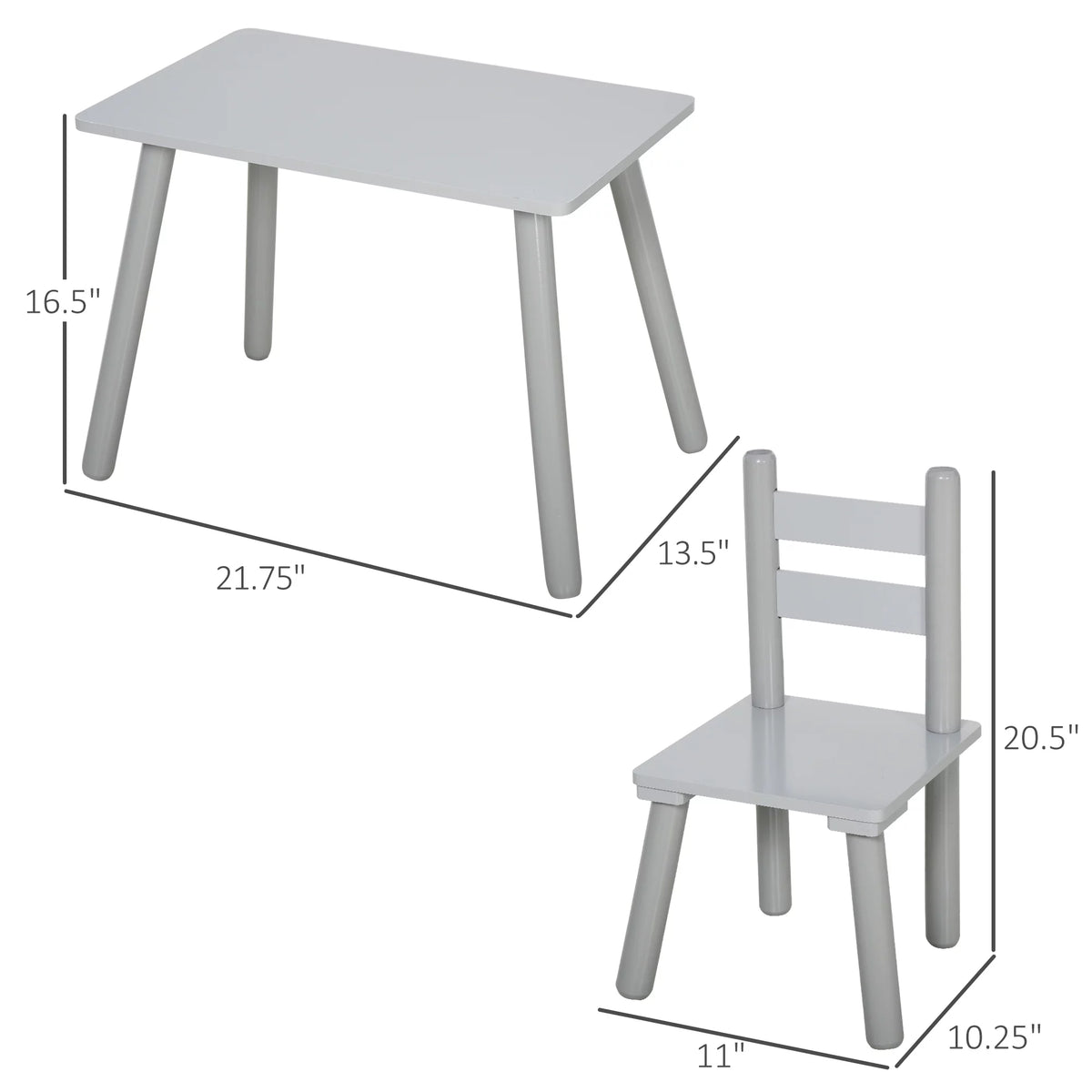 3-Piece Kids Wooden Table Chairs Set G513418