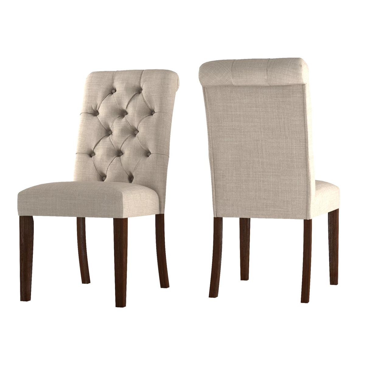 Beige Linen Button Tufted Dining Chair Set of 2 N345357