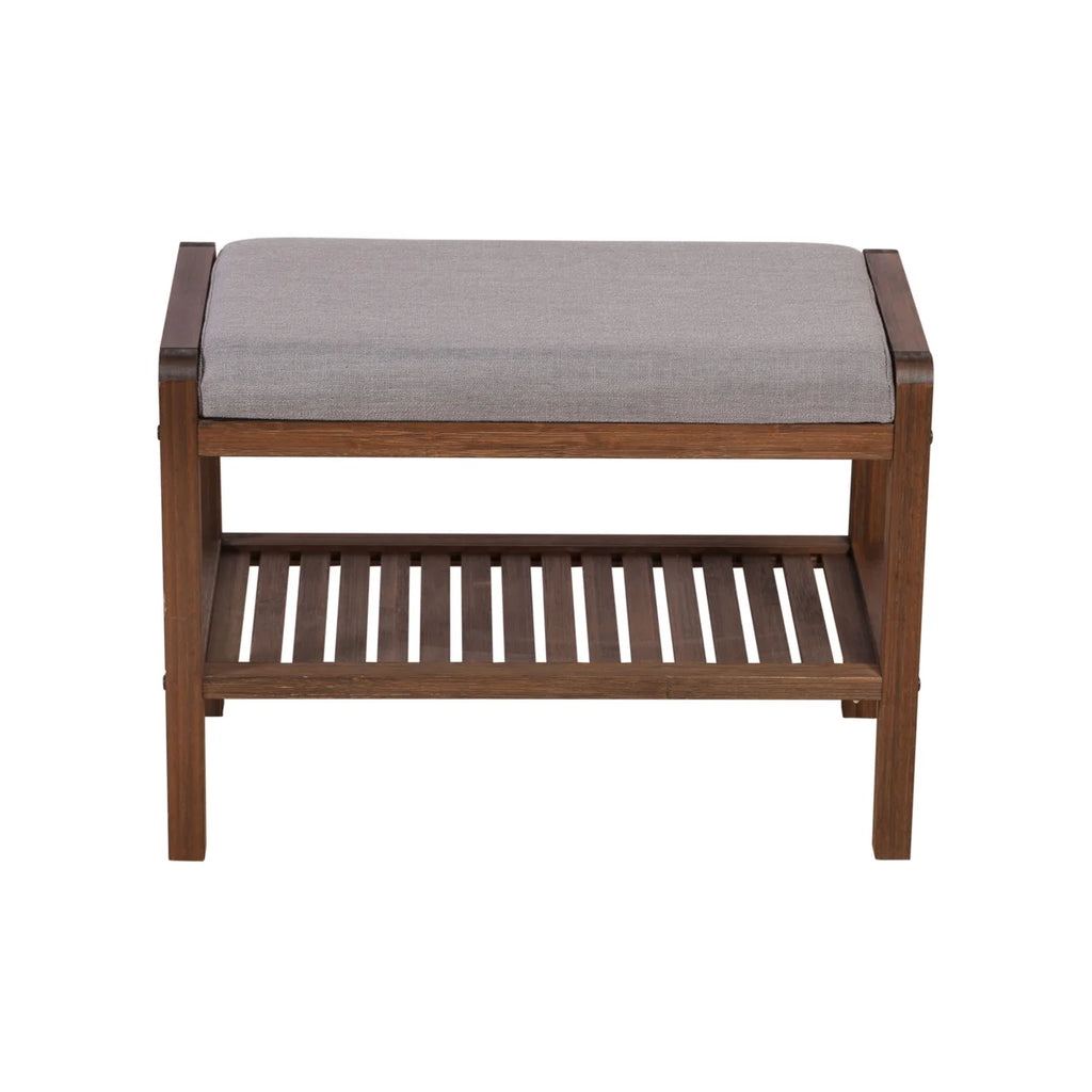 Solid Bamboo Padded Bench Dark Brown X824153