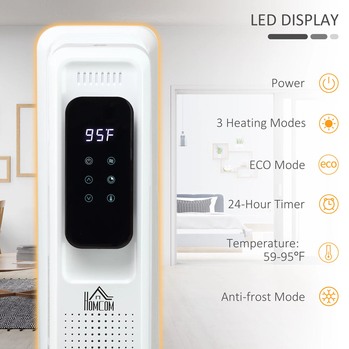 White 1500 W Electric Space Heater with 3 Modes and Timer L913061
