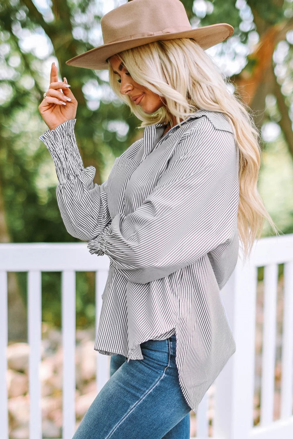 Striped Boyfriend Shirt with Pocket C626100