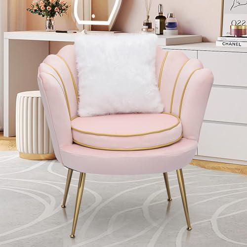 Blue Upholstered Velvet Shell Chair with Cushion and Metal Legs Y11686