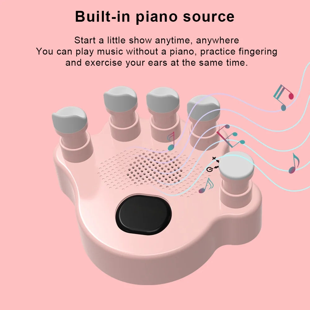 Hand Exerciser Trainer, 2Pcs Piano Hand Shape Corrector, Hand Strengthener with Speaker, Silicone Button, Anti-slip Design I85900