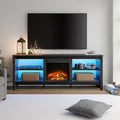 Black 70 inch Fireplace TV Stand L175