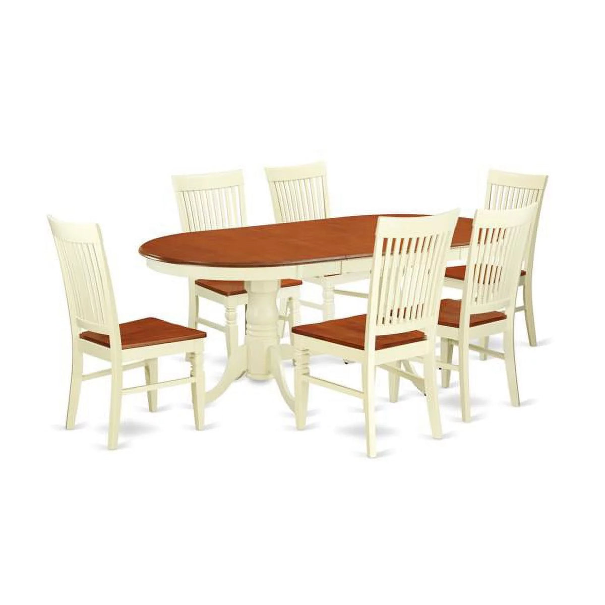 7 Piece Buttermilk Cherry Wood Dining Table Set Q4871