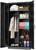 72" Metal Wardrobe Closet with Lock and Adjustable Shelves Z2950