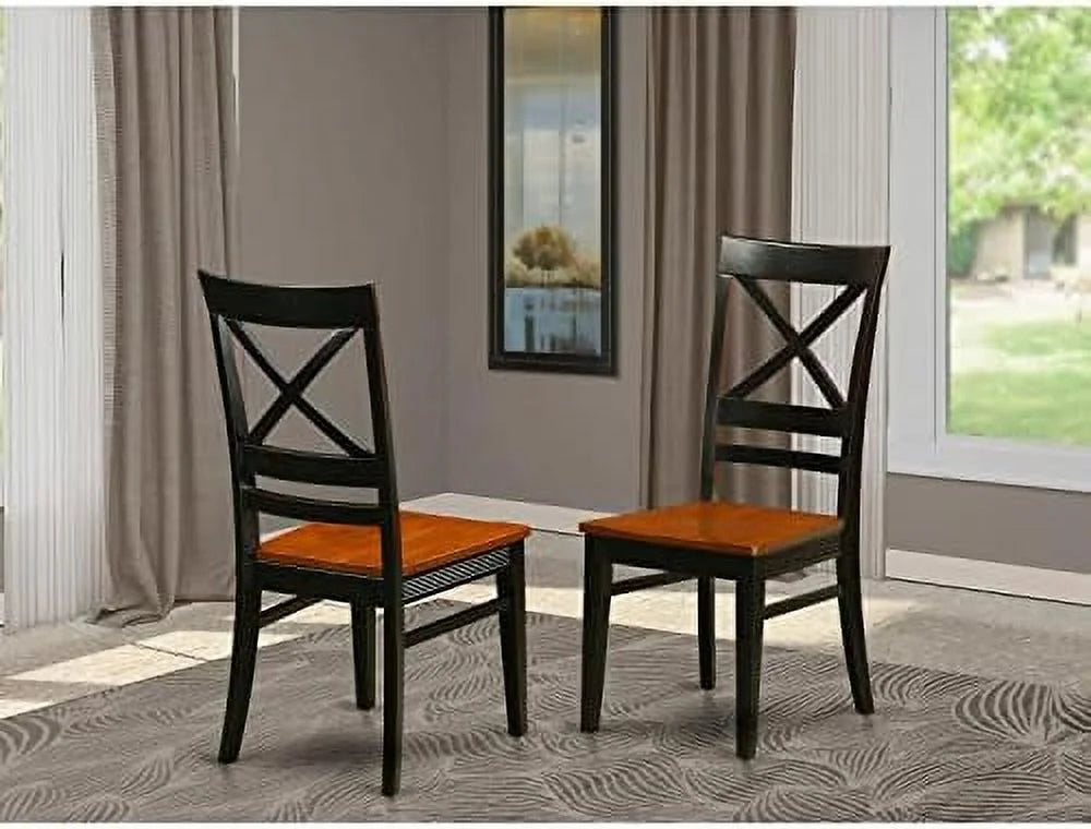 Black & Cherry Cross Back Wooden Seat Dining Chairs Set Of 2 E78861