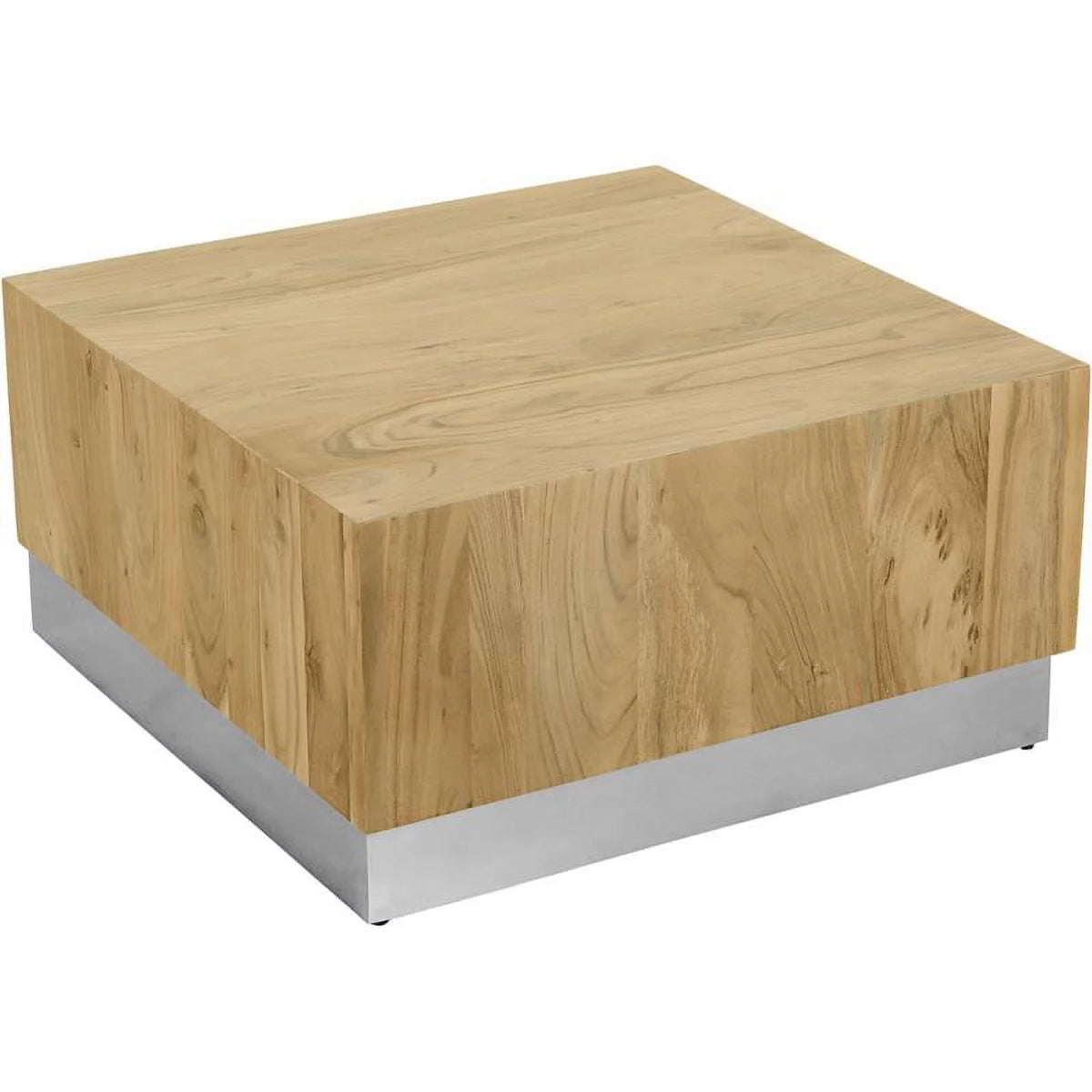 Acacia Wooden Top Coffee Table with Chrome Metal Base O6534
