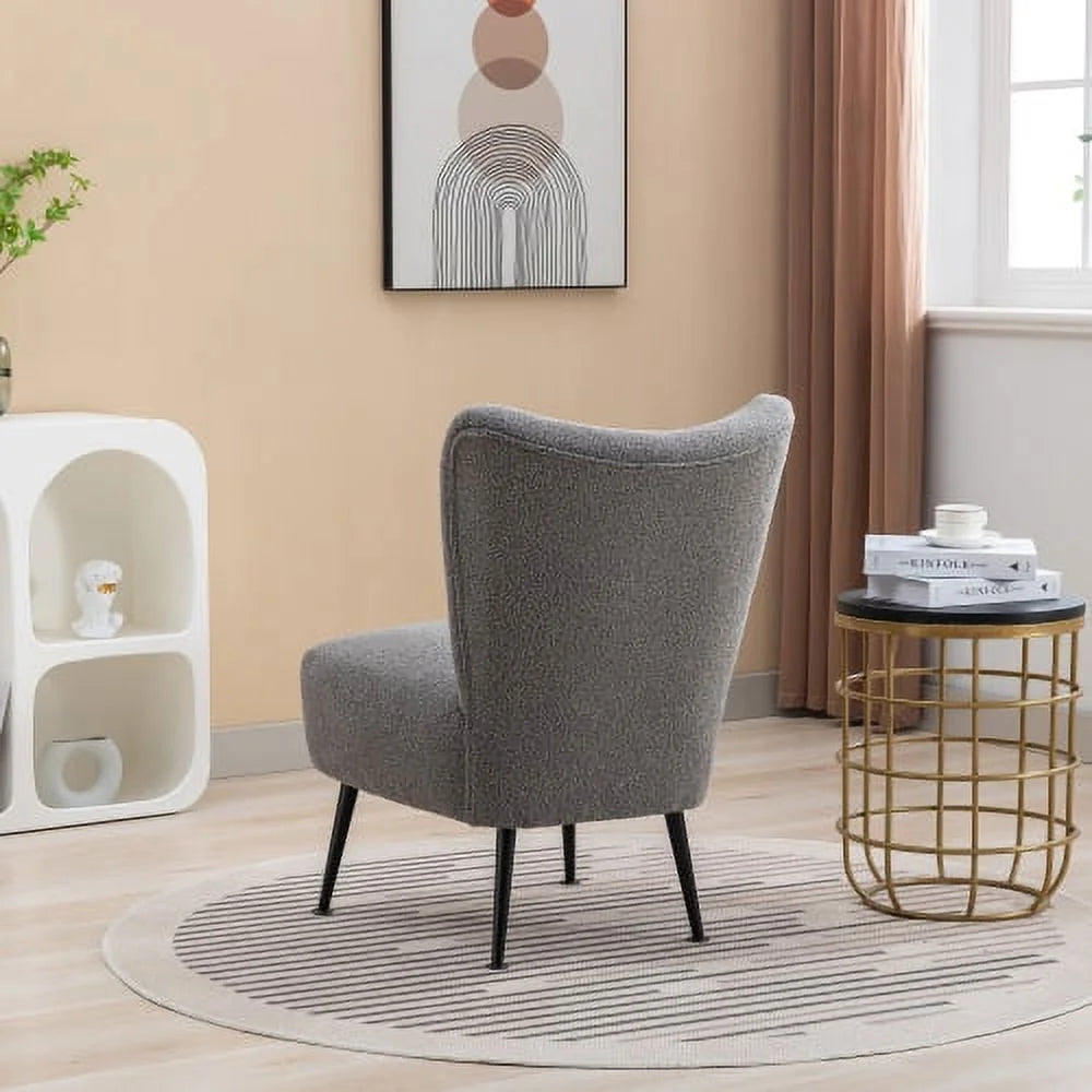 Gray Boucle Upholstered Armless Accent Chair J35592