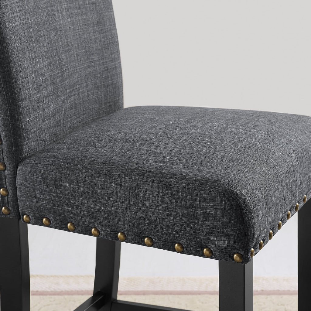 Gray Fabric Solid Rubberwood Counter Height Stool Set of 2 M9625