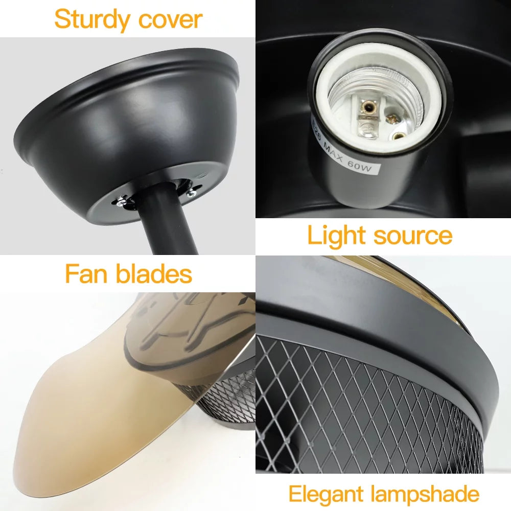 42" Invisible Ceiling Fan with Light and Remote A743