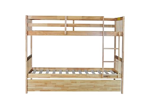Twin Over Twin White Solid Wood Bunk Bed with Trundle and Storage Stairs R446184