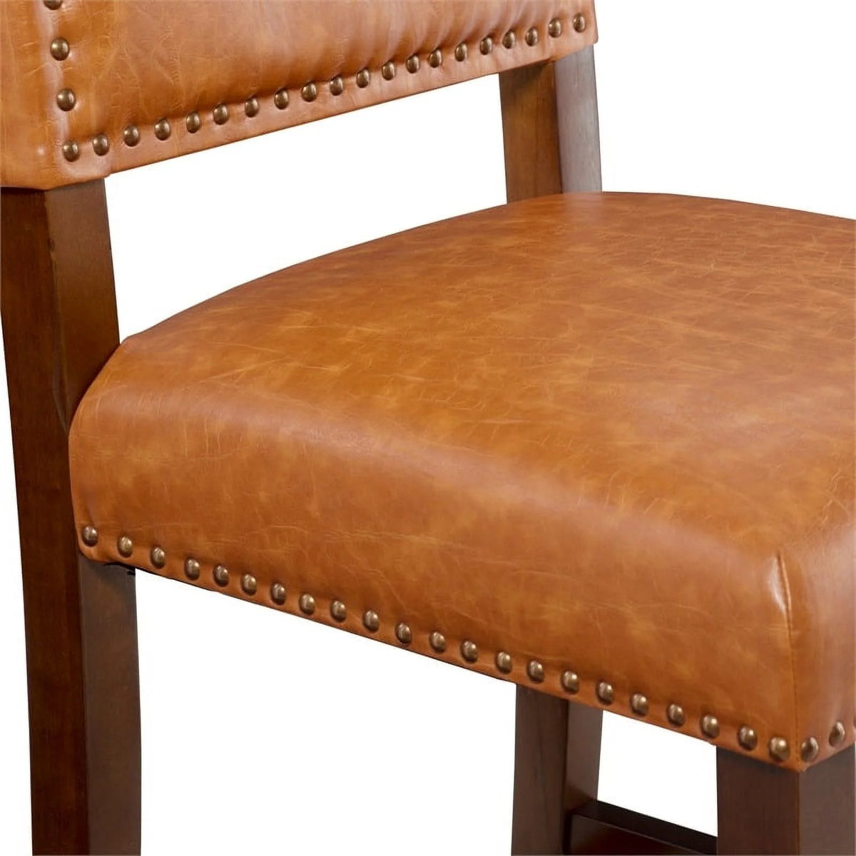 24" Faux Leather & Wood Counter Stool Q90095