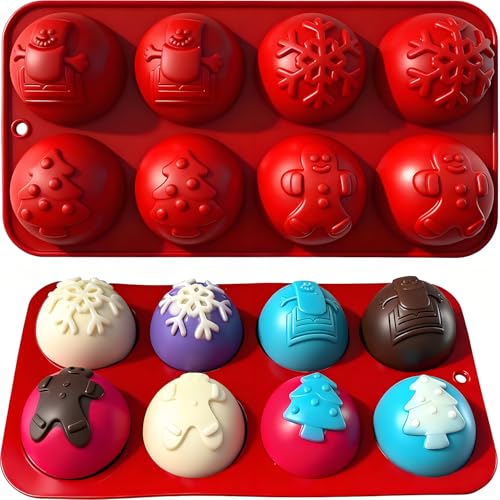 2 Pcs 8-Cavity Christmas Hot Cocoa Bomb Silicone Mold N857539