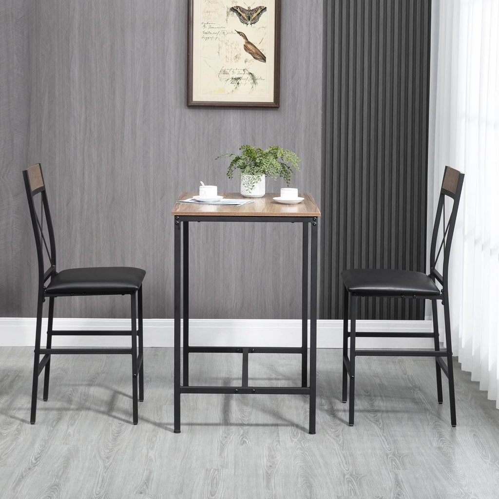 3 Piece Dining Table and Chairs Set with PU Padded Stools J243
