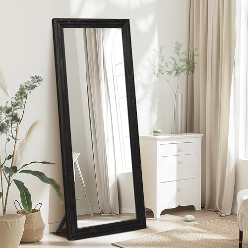 65"x24" Full Length Solid Wood Frame Floor Mirror Brown D297