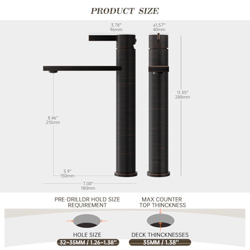 Brushed Gold Single Hole Tall Bathroom Faucet with Pop Up Drain A479794