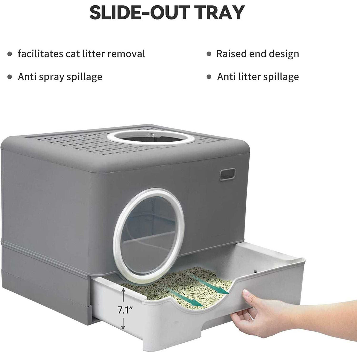 Large Enclosed Cat Litter Box with Lid and Scoop Y365569