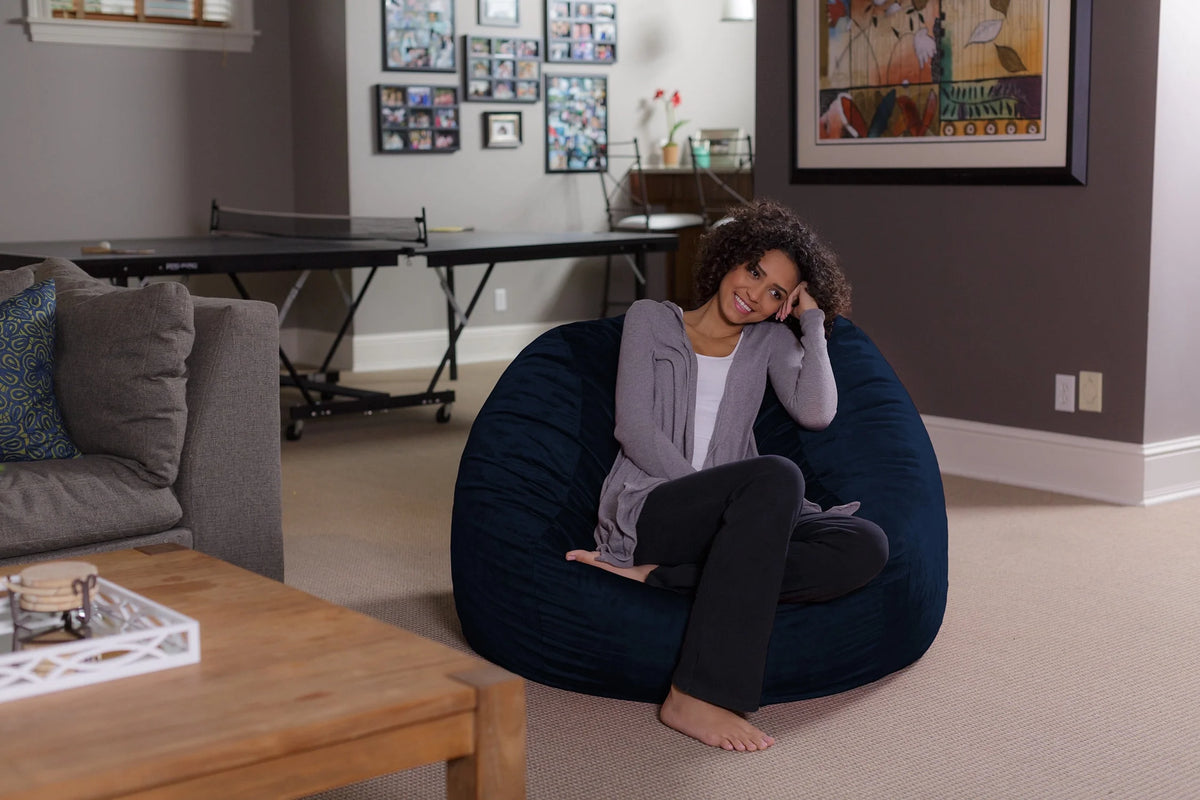 Memory Foam Bean Bag Chair with Microsuede Cover, Navy X515