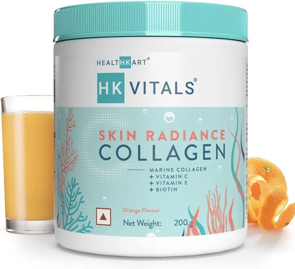 Collagen Powder with Biotin, Vitamin C, E, Sodium Hyaluronate, Orange, 200 g W909